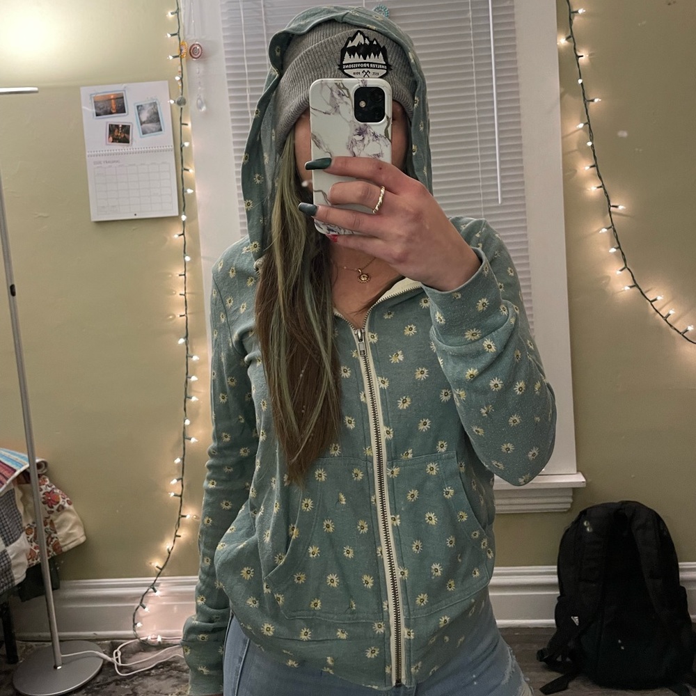 XS LA HEARTS MINT GREEN ZIP UP HOODIE